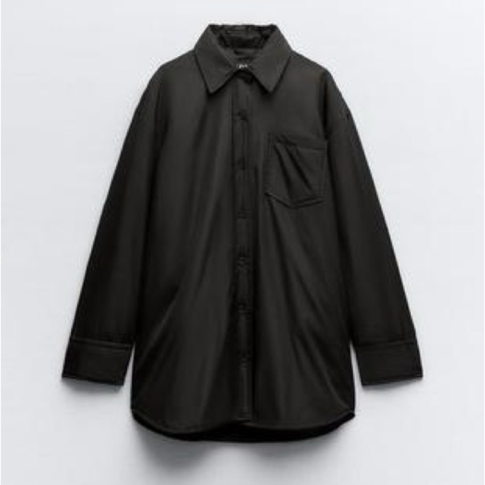 NWT. Zara Black Waterproof Loose Fit Overshirt. Size XS.